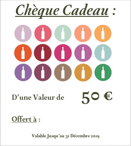 Chèque cadeau coffret vin