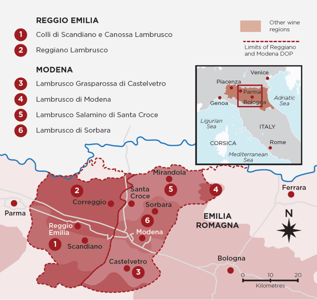 La carte du Lambrusco