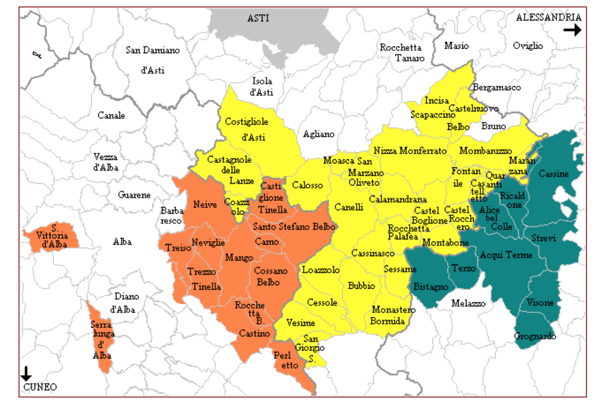 La carte du Moscato d'asti